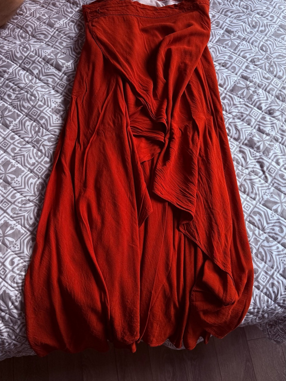 Women's Red Flowing Maxi Skirt